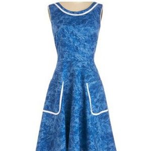 2x Blue Dress with White Piping and Pockets